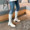 Botas altas ajustadas con cremallera lateral para mujer, zapatos de invierno de pierna ancha, tacones de mujer, diseño clásico, botas informales para fiesta hasta la rodilla 210528