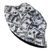 Chapeau de seau réversible unisexe à deux côtés, drôle de cent dollars américains, imprimé en 3D, casquette de pêcheur Hip Hop pliable en plein air, chapeaux à large bord 6917368