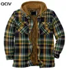 Explosive Men's Clothing European American Autumn and Winter Models Thick Cotton Plaid Long-sleeved Loose Hooded Jacket X0710