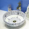 Jingdezhen banheiro pia de cerâmica lavagem bacia de porcelana bancada top lavagem lavagem banheiro lavatório pia para banheiro azul e branco