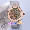 41mm Biały Koszulkowy Dial Automatyczny Zegarek Mens Tourbillon Dwa Tone Rose Gold 316L Bransoletka stalowa Gents Zegarki 18 Kolor TimeZonewatch E199A (1)