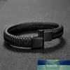 Charm Black Leather Bransoletka Mężczyźni Trendy Ze Stali Nierdzewnej Zapięcie Magnetyczne Bangle Punk Hiphop Mężczyzna Biżuteria Prezent 18.5 / 20.5 / 22 cm Cena fabryczna Ekspert Projektowa jakość