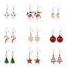 30 Styles Christmas Earrings Snowflake Elk Bell Cross-border Charm Christma Tree Epoxy Copper Ear Hook Pendant For Girl Fashion Gifts