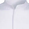 ホワイトバンドカラードレスシャツメンズスリムフィット長袖カジュアルボタンダウンシャツメンズビジネスオフィスワークシェミョーHOMME S-2XL 210522