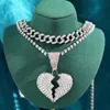 Ketten Hip Hop Rapper Kristall Heartbreak Anhänger Halskette für Frauen Männer Iced Out Baguette Choker Cuban Link Kette Neckalce Punk schmuck