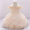 2021 inverno branco bolo tutu vestido 1st aniversários vestido para bebê menina roupas baptismo princesa festa vestidos flor menina ombro g1129