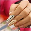 Biżuteria Fossil Alloy Gold Sier Fish Bone Band Kobiety Oświadczenie Biżuteria Finger Nail Art Naklejki Pierścienie Drop Dostawa 2021 N7ZKA