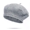 Berety damska jesień zima ciepły gruby wełniany beret stały kolor kapelusz Gorras Boinas para mujer płaski górny barette