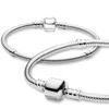 Womens 925 Sterling Silver Charm Bracelets Fit Pandora Beads Charms Top Quality Basic Snake Bone Chain Bracelet Full Drill Heart Buckle Bracelet With Box gift