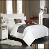 Ensembles de literie Fournitures Textiles de maison Jardin 100% coton Couette Er Set Queen King Size Couette blanche 4 pièces (1 Er + 2 taies d'oreiller + 1 drap de lit)