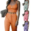 Sexy Set da 2 pezzi Donna Sling Crop Top Vita alta Leggings con lacci Primavera Estate Moda Streetwear Abiti Tuta 210522