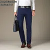 Men Pants Slim Fit Stretch Business Mens Straight Office Formal Autumn Trousers Man Blue Khaki Black Plus Size 40 42 44 210715