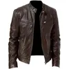 Men's Vests Leather Jacket Zipper Cardigan Pocket Decoration Waterproof Motorcycle