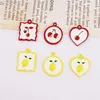 50 stks / partij Cartoon Cherry Lemon Core Rubber Paint Rounds / Square / Hearts Shape Legering Flooting Medaillon Charms DIY Sieraden Accessoire