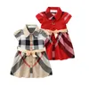 Baby Girls Princess Dress Summer Kids Plaid Short Sleeve Dresses Turn-Down Collar Children Skirts Clothes