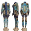 Tracksuits Pattern Printed Womens Two Pieces Outfits Elegant Long Sleeves Women Top and Pants Sexy Lady Party Set