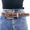 Famous Brand Diamond Studded Belt Western Cowboy Jeans Sparkle Men PU Leather Belt Luxury Designer Rhinestone Belt for Women Man AA220312