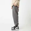 Heavy guard Ninth pants men casual Trousers loose sports autumn winter fashion dark gray black Elastic waist tether Leggings 211112