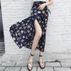 Богемная высокая талия цветочные принты летние юбки женские женские асимметричные шифон юбка Maxi длинные для женщин 210629
