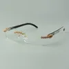 Designer bouquet diamond glasses Frames 3524012 with natural mixed buffalo horn temples for unisex