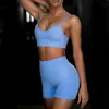 Fitnsuits Dames Yoga Set Gym 2 Stuk Sports Bras Gewatteerde Seamllegings Heup Korte Oefening Workout Trainingspak Sportswear X0629