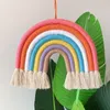 Decorazioni da appendere arcobaleno Macrame Accessori per la casa Ornamenti da parete nordici Cameretta per bambini Fotografia Decorazione di nozze