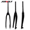 Forcella anteriore Airwolf Full Carbon Fiber Mountain Bike 26 / 27.5 / 29er Freno a disco mtb Bicicletta Forcelle coniche rigide 100 * 9mm Polo a sgancio rapido