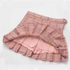 Aelegantmis jupe plissée à carreaux femmes 90s Mini taille haute Style Lolita coréen court Tennis s avec Short en dessous 210607