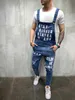 Hip Hop Fashion Mäns Ripped Jeans Jumpsuits Hi Street Distressed Denim Bib Overaller för Man Suspender Byxor Storlek S-XXXL X0723