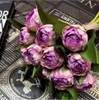 باقة الفاوانيا الاصطناعية زهور الحرير الزهور مزيفة الورقة المنزل وحفل الزفاف الديكور 6Colors للاختيار 8906058