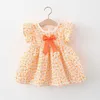 Robes bébé fille robe été col en v dentelle fête princesse ruban arc beaux vêtements 210528