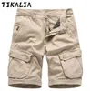 Men Shorts Summer Multi-poches Cargo Travail Coton Coton Coton Coton Pantalon Pantalon Fashion Vêtements Male Bermudas 210716