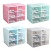 6 stks plastic schoenendoos stapelbare opvouwbare schoen organizer lade opbergkoffer met flipping duidelijke deur dames mannen 33.5x23.5x13cm 210811