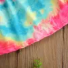 1-6Y Lato Maluch Dzieciak Dziewczynka Tie Dye Dress Ruffles Bez Rękawów Casual Suknie Dla Dziewczyn Kostiumy Odzieżowe 210515