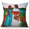 Cushion/Decorative Pillow Fashion Black Woman African Art Africa Daily Life Harvest Party Oil Painting Home Decor Sofa Case Linen Cushion Co