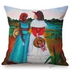 Coussin / oreiller décoratif mode noire femme africaine art afrique vie de la vie quotidienne fête peinture huile peinture maison décor canapé case coussin coussin CO