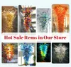 Lampade a sospensione in vetro soffiato a mano American Chihuly Chandeliers Modern Living Room Lighting Giallo Orange Champagne Colore 24 per 48 pollici