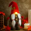 Oświetlone świąteczne ozdoby Gnome Plush Elf Tomte Doll Tier Tacy Decor Walentynki Dziękczynienie Prezent XBJK2111