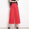 Women Wide Leg Cropped Pants High Waist Plus Size Fashion Loose Female Summer Thin Calf Length Capris White Red 6XL 210915