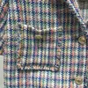 2021 automne automne manches courtes revers crantés veste bleue style français Plaid Tweed double poches vestes à simple boutonnage manteaux courts G123062