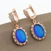 Dangle & Chandelier Trend Oval Shape Earrings For Women Luxury 585 Rose Gold Cubic Zircon Wedding Jewelry 2021 Korean Style