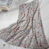 Koreansk chiffong halvlängd kvinnlig vår och sommar söt blommig hög midja över knä kjol 210507