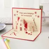 Biglietti d'auguri di Natale 3D Albero colorato Busta con taglio laser Cartolina Carta regalo per bambini fatta a mano intagliata vuota