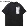 Magliette Streetwear Distressed Life Bill Hell Painting T-shirt manica corta da uomo Hip Hop Harajuku T-shirt casual Top 210602