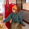 怠惰な風の緩いプルオーバーセーター女性のねじれラウンドネックシャツ秋冬韓国の長袖ウェア210427