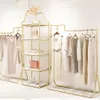 Clothing store display rack Commercial Furniture shopping mall luxury fashion women's iron floor type side cloth racks