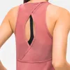 L-127 Frauen Tops Tanks Entspannte atmungsaktive Fitness Yoga-Hemd Camis Anzug zurück Hohlspleißen-Netz Schnelltrocknung Sportweste