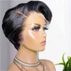 Perruque brasiliansk kort pixie klippt lockigt spetsfront peruk för svarta kvinnor mänskliga hår pixie curls stängning peruk tpart pixie wigs65353436340923