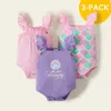 w Arrivo Estate 3 pezzi Baby Shell Merman Ruffled Body Set Pagliaccetti Gilr Abbigliamento 210528