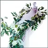 Festive Supplies Home Garden Decorative Flowers & Wreaths Artificial Sier Dollar Eucalyptus Leaves Garland Greenery Willow Twigs Wedding Arc